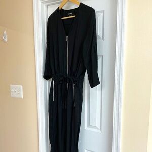 DKNY Black Jumpsuit, Zipper Pockets, Size Medium